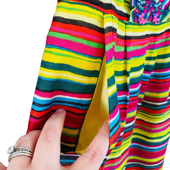 Nanette Lepore Mamacita Linen & Silk Blend Frock Beaded Shift Dress Size 0 - Picture 7 of 7